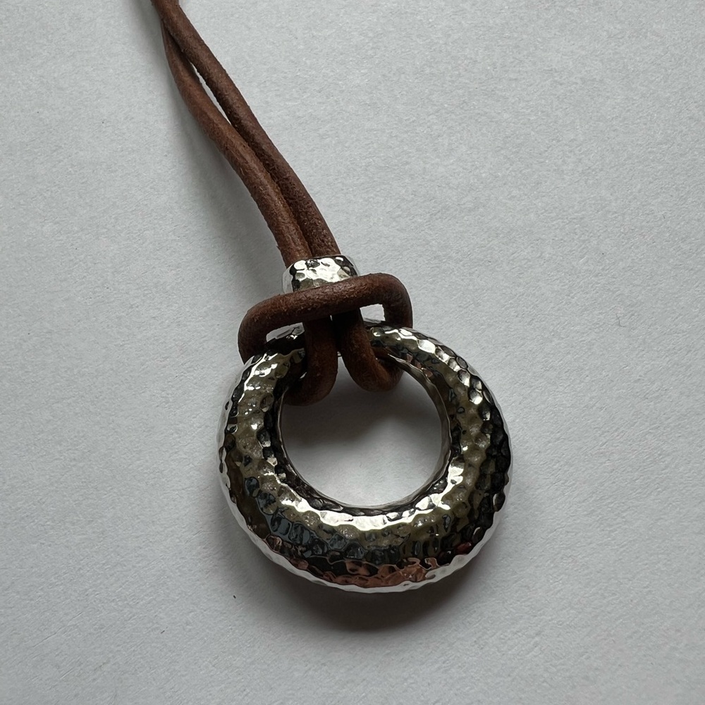 Ralph Lauren Toggle Necklace - Silver & Leather - Picture 9 of 10